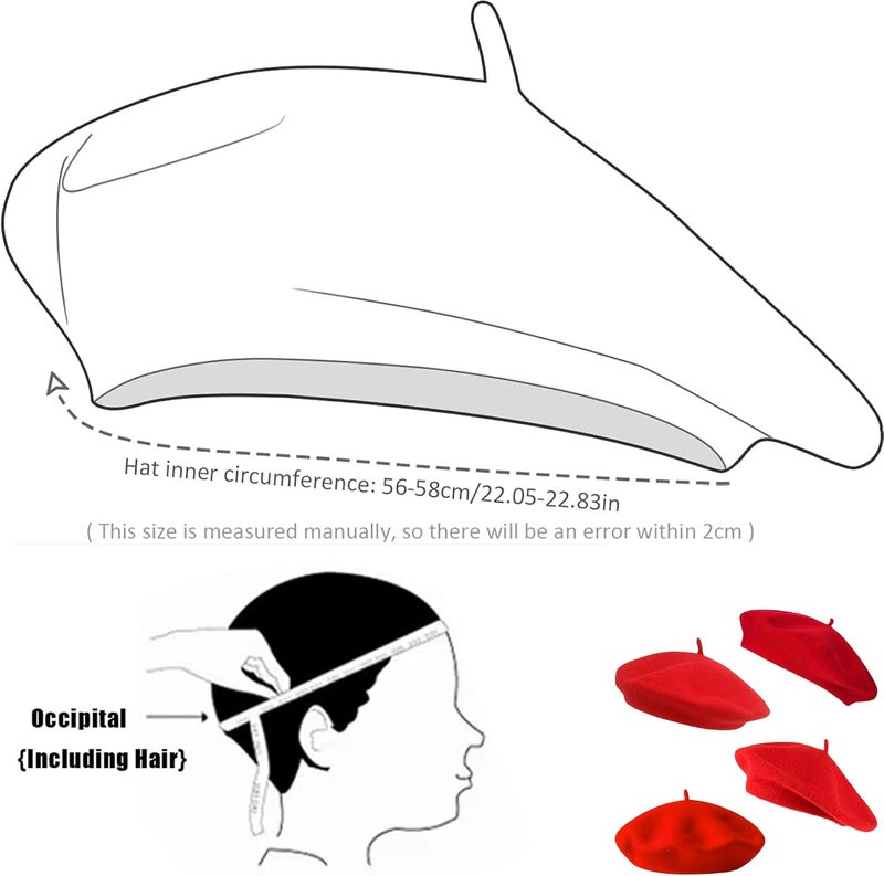 IZUS Women French Beret Hat Solid Artist Hat Wool Adult Beret Winter Warm Beanie Cap Fashion Ladies Men - Image 4